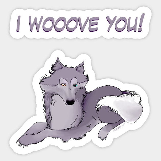 Wolf Shirt I wooove you! Sticker by Zabren's Art